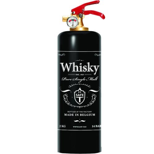 Whiskey-bottle style fire extinguisher men's gift idea