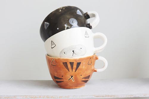 Handcrafted ceramic kitty mug