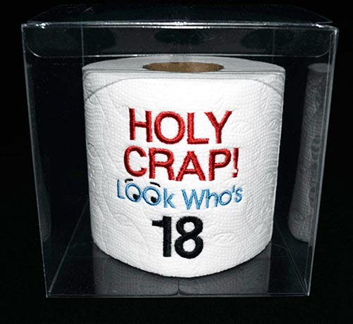 Funny roll of toilet paper for boy's 18th birthday