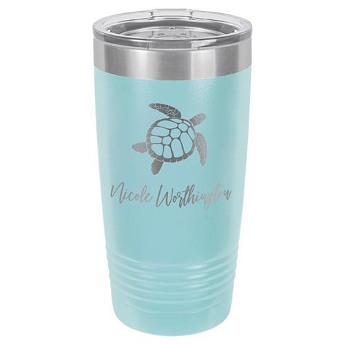 Custom engraved sea turtle tumbler