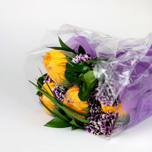 Flowers wrapped individually to protect the blooms