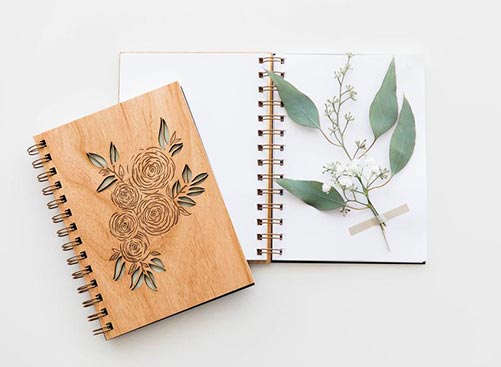 Feminine Journal featuring floral laser-engraving