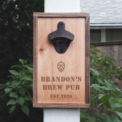 Walnut and maple wood bottle opener