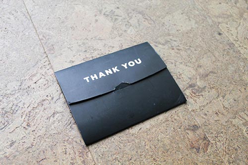 Thank you card inside my Groovebags delivery