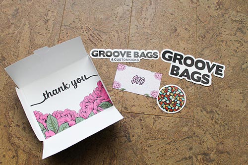 The inner contents of my Groovebags thank you card