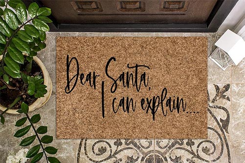 Door welcome mat for Santa