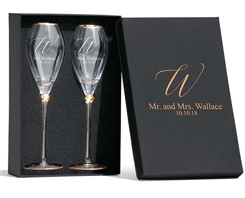 Gold Rimmed Personalized Wine Glasses