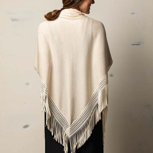 Ivory Fringe Scarf - 14th Anniversary Gift Idea