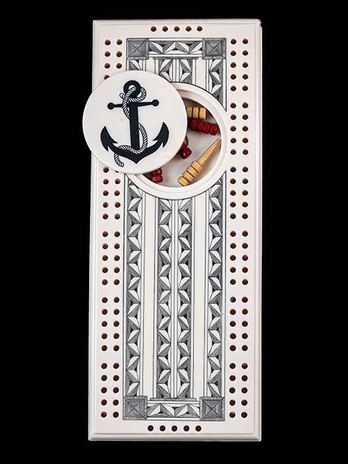 Ivory Scrimshaw Cribbage Board - 14th Anniversary Gift Idea