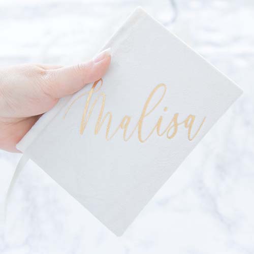 Personalized Ivory Felt Notebook - 14th Anniversary Gift Idea