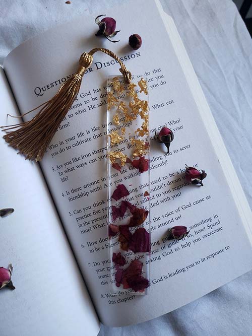 Rose Petal Bookmark - 15th Anniversary Gift