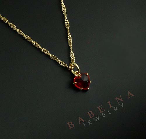 Ruby Heart Necklace - 15th Anniversary Gift
