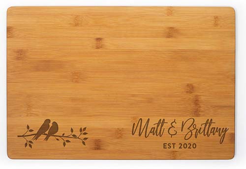 Love Birds Bamboo Wood Cutting Board