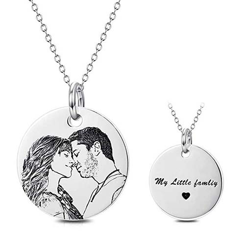 Photo Engraved Silver Necklace - 16th Anniversary Gifts