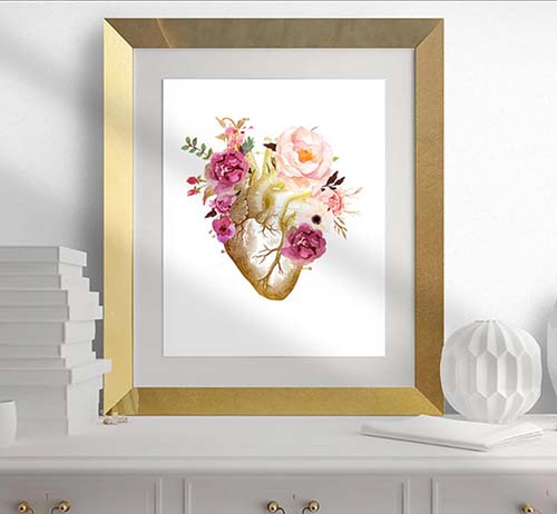 Floral Heart Print - Cardiologist Gifts
