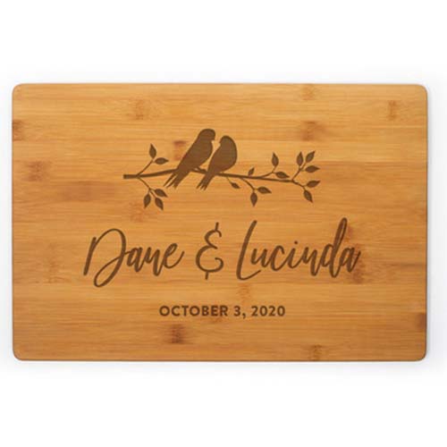 Engraved Lovebirds Cutting Board