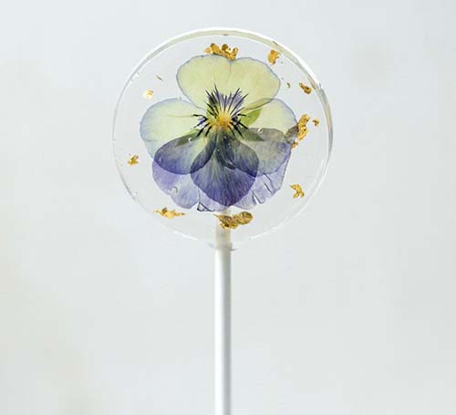 24K Gold Leaf Pressed Flower Lollipop