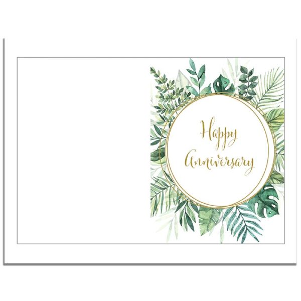 Golden Frame Happy Anniversary Card - Front & Back