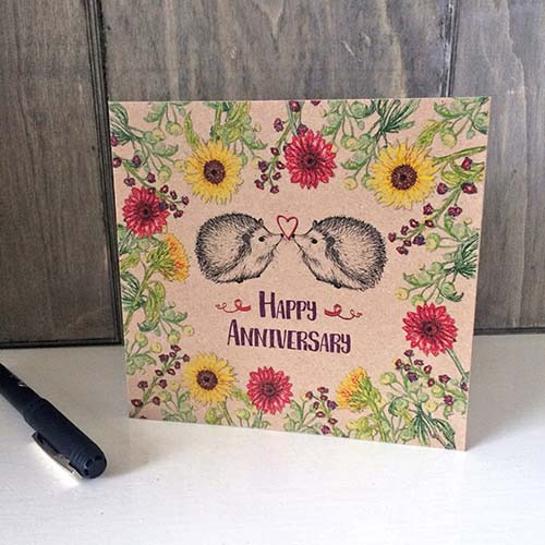 Happy Anniversary Card - Hedgehogs