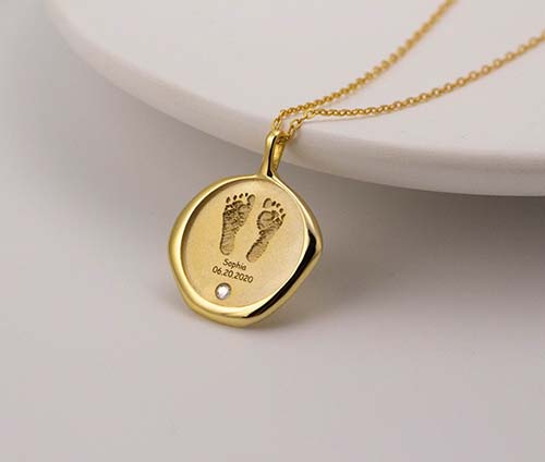 Foot Print Stamped Necklaces for Babies