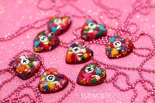 Sprinkle Heart Initial Necklaces
