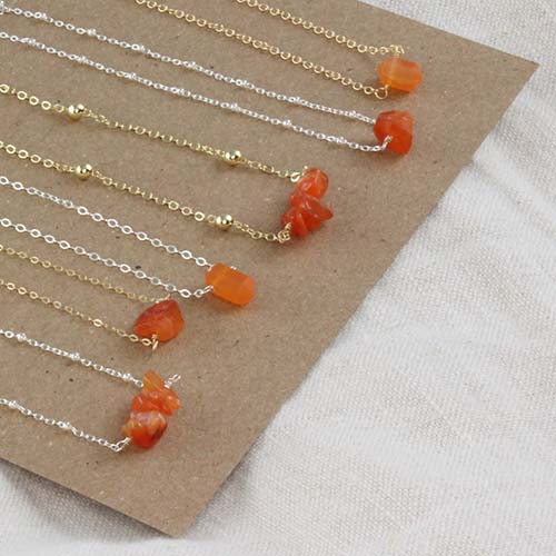 Raw Carnelian Necklace" - 17th Anniversary Gifts