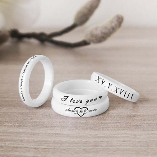 Monogrammed White Ring - 18th Anniversary Gifts