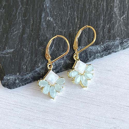 Aquamarine Moonstone Earrings