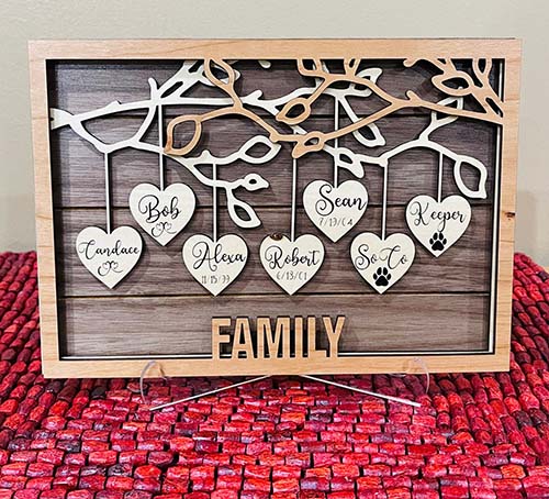 Wooden Family Tree - 19th Anniversary Gifts