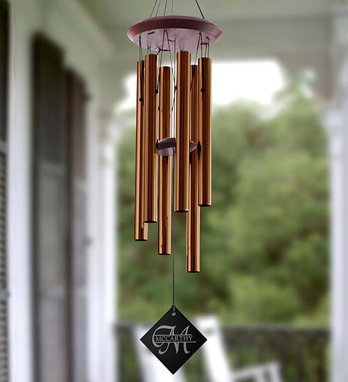 Monogram Wind Chimes - 19th Anniversary Gifts