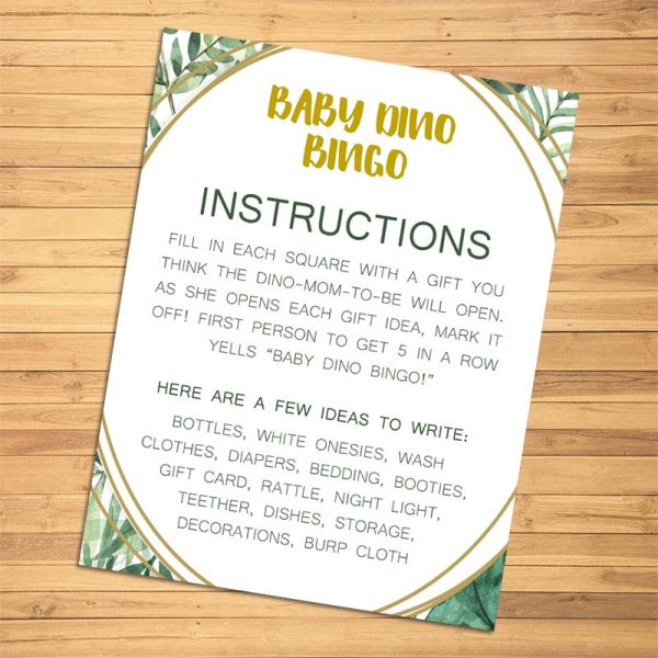 Dino Baby Bingo Instruction Card