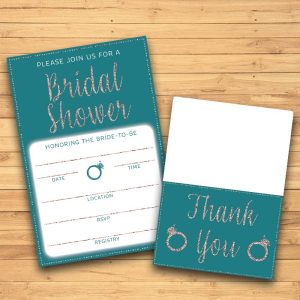 Beach Blue Bridal Shower Invite & Thank You Card