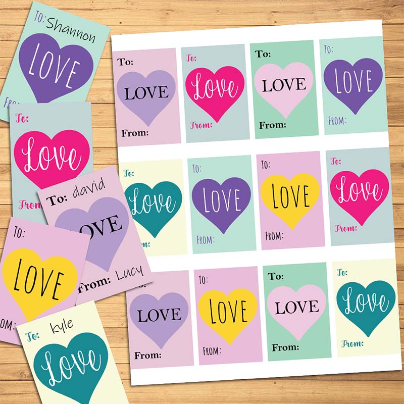 Printable Sheet - "LOVE" Valentine's Cards