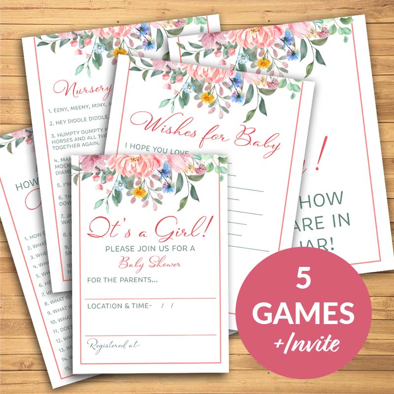 Main Photo - It's a Girl! Baby Shower Game & Invite Bundle