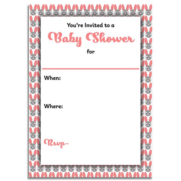 Pink Bunny Baby Shower Invitation