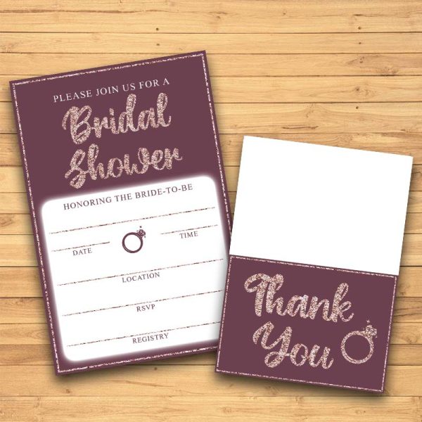 Rose Gold Bridal Shower Invite & Thank You Card
