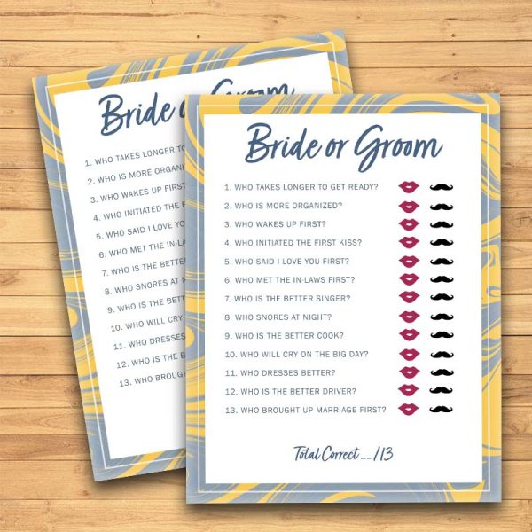 Spring Breeze Bridal Shower Games - Bride or Groom