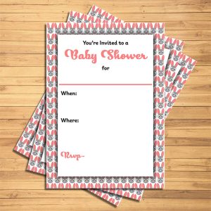 Pink Bunny Baby Shower Invite
