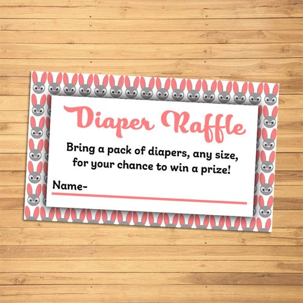 Diaper Raffle Card - Pink Bunny Baby Shower Game