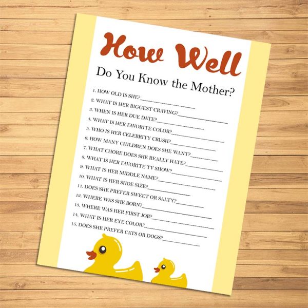 How Well Do You Know the Mother? - Baby Shower Games