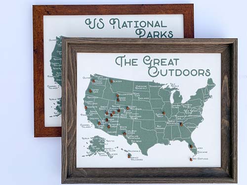 Карта национального парка с булавкой - уникальные подарки для парней