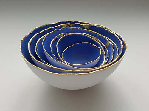 Real Gold & Bone China Nesting Bowls - 20th Anniversary Gifts