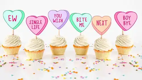 Anti Valentines Day Cupcake Toppers
