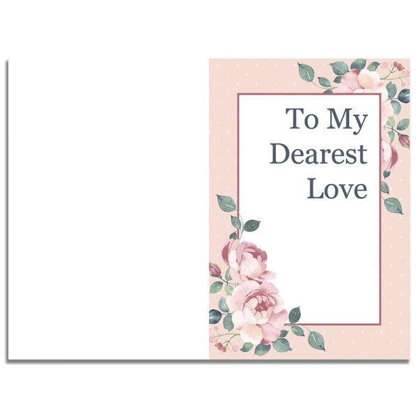 Front & Back Pages - Printable "To My Dearest Love" Valentine's Day Card