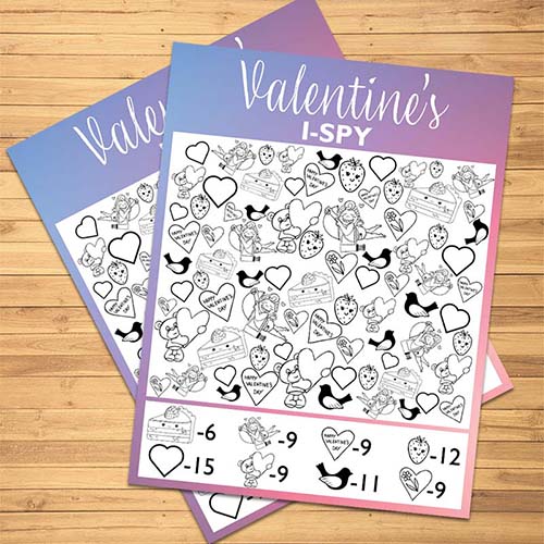 I-Spy Valentine Coloring Page - Valentine's Games