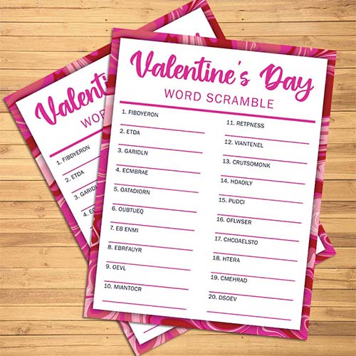 Word Scramble Games for Valentine's Day - Valentine's Games