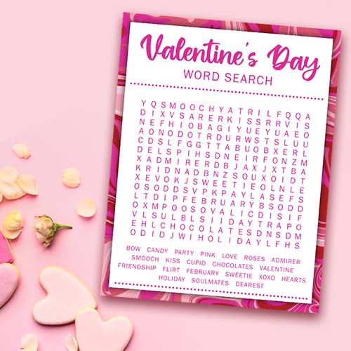 Valentine Word Search Activities for Kids