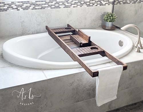 Rustic Wood Bath Tray - 40th Birthday Gift