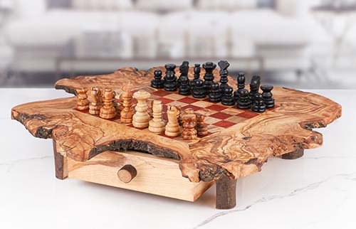 Olive Wood Chess Set - 70th Birthday Gifts