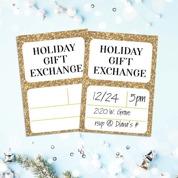 Gift Exchange Gold Glitter Invite